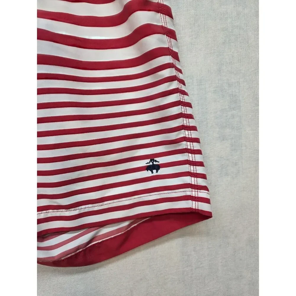 Brooks Brothers Men's Swim Trunks Size M Red White Striped Nautical Beach 346.